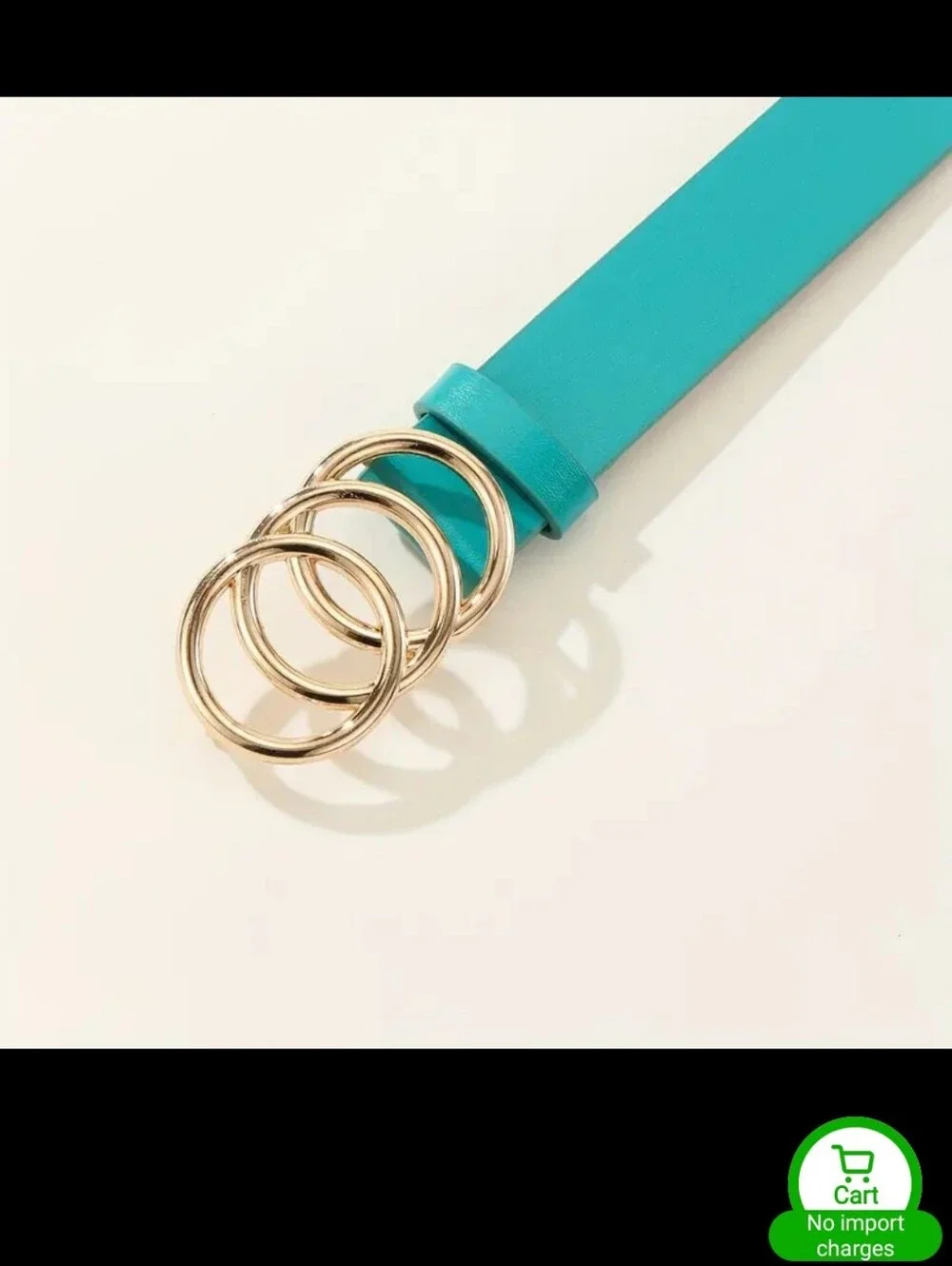Cyan Belt with Gold Buckle Faux Leather